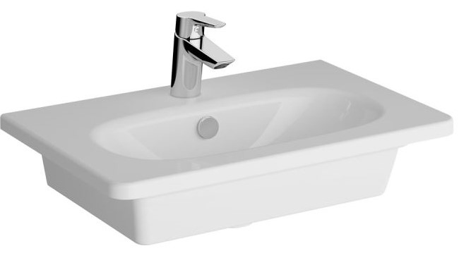 Zentrum Vanity Basin One tap hole, with overflow hole, compact, 60 cm, white