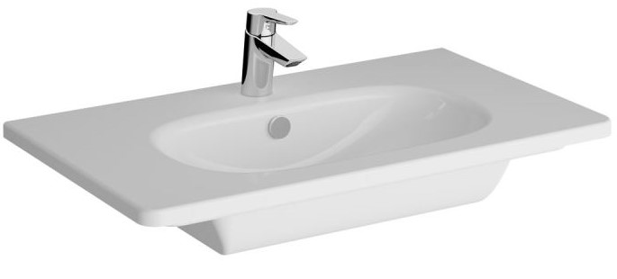Zentrum Vanity Basin One tap hole, with overflow hole, compact, short-projection, 80 cm, white