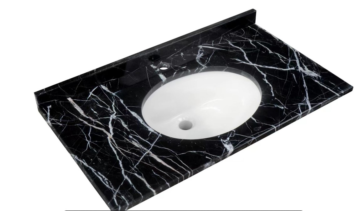 RAK-Washington Marble Countertop with drop in basin 800 1TH Black