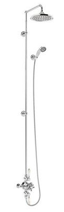 Avon Thermostatic Exposed Shower Valve Dual Outlet,Extended Rigid Riser, Swivel Shower Arm, Handset & Holder with Hose with Rose-with Medici accent and 6" Rose