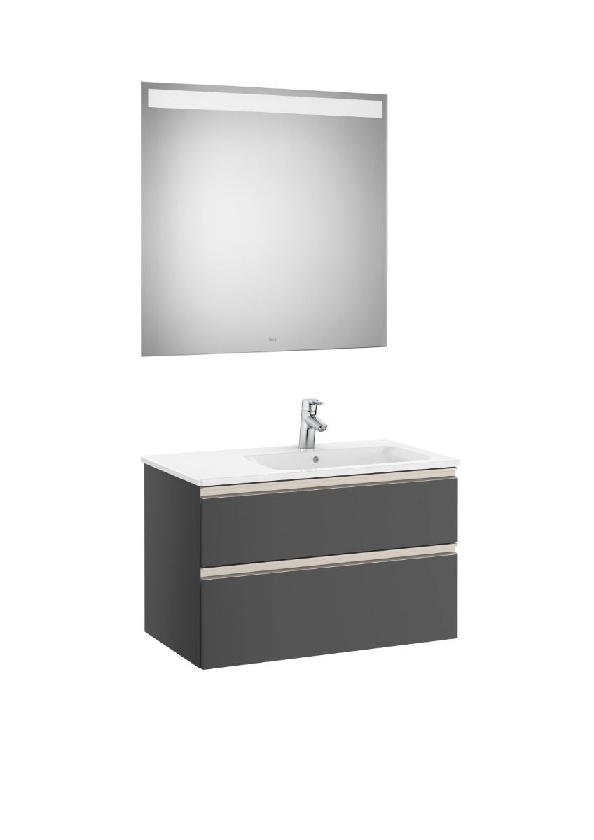 Pack (base unit with two drawers, right hand basin and LED mirror)-ANTHRACITE GREY