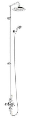 Avon Thermostatic Exposed Shower Valve Dual Outlet,Extended Rigid Riser, Swivel Shower Arm, Handset & Holder with Hose with Rose-with Medici accent and 9" Rose