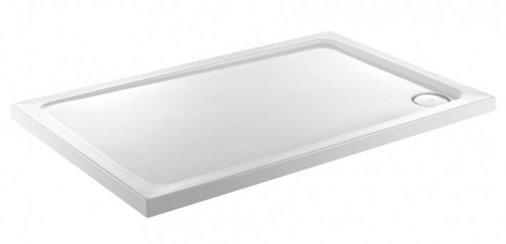 Just Trays FUSION Rectangular Shower Tray 800x700mm Anti-Slip Flat Top-White