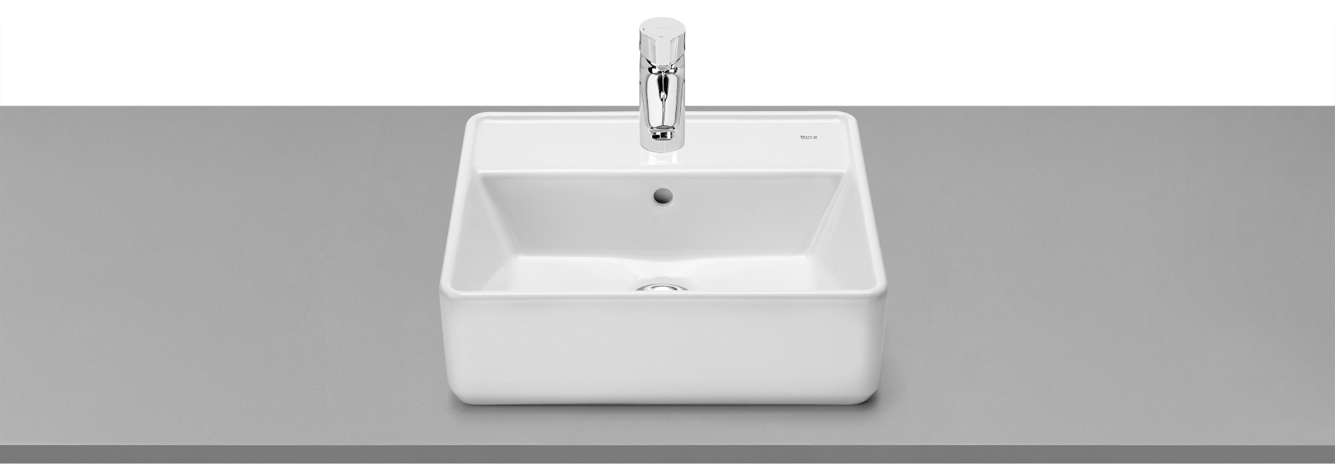 SQUARE - Countertop basin with tap hole