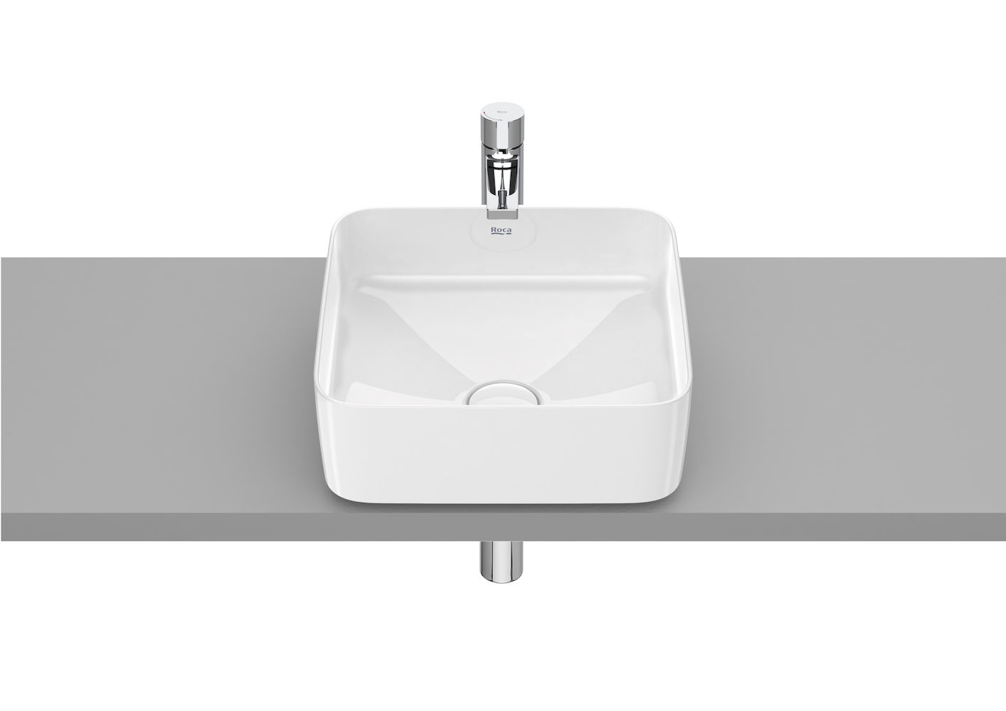 SQUARE - Over countertop FINECERAMIC® basin-White 370 x 370 x 140 mm