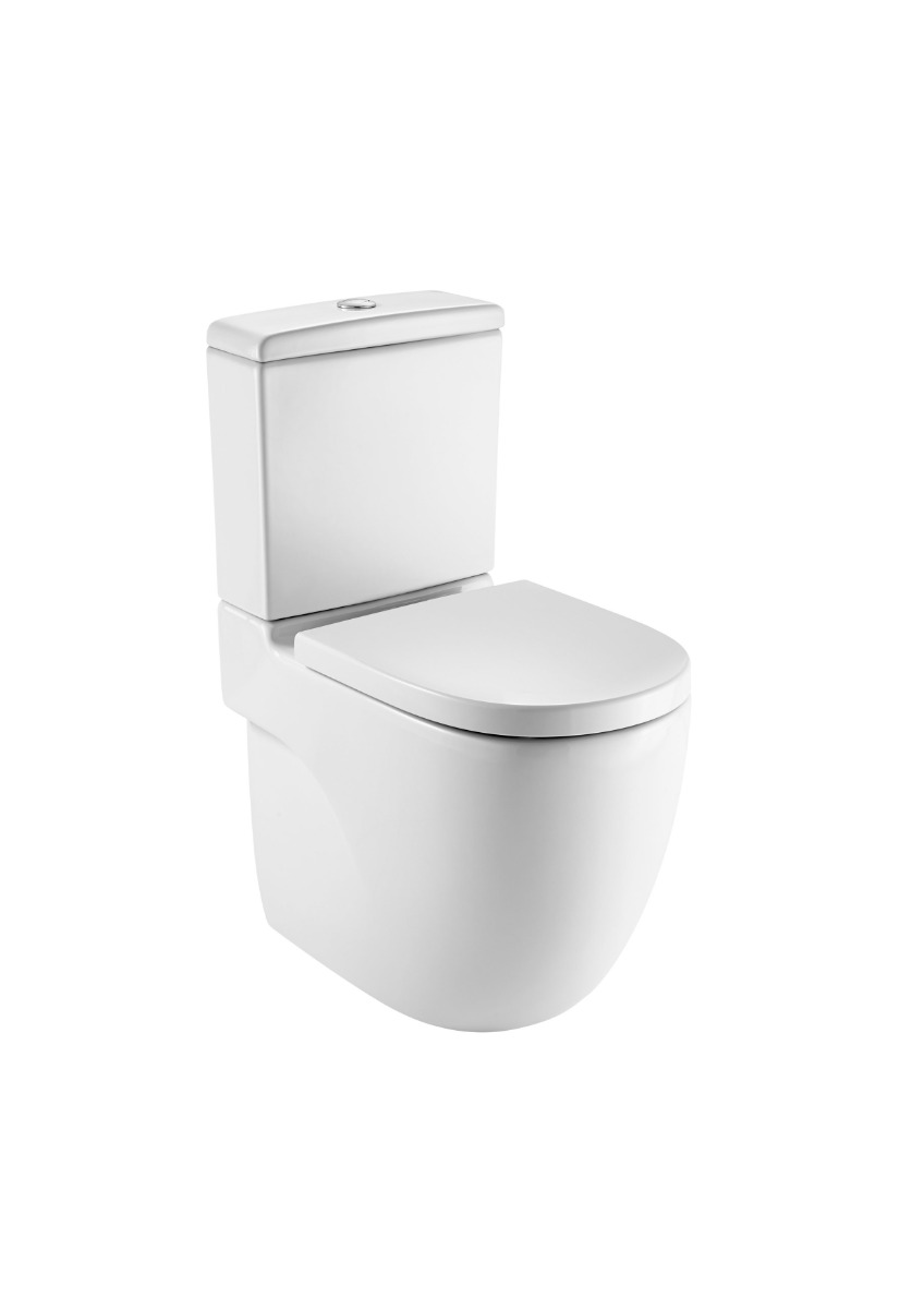 Compact back to wall vitreous china close-coupled WC with dual outlet A342248000