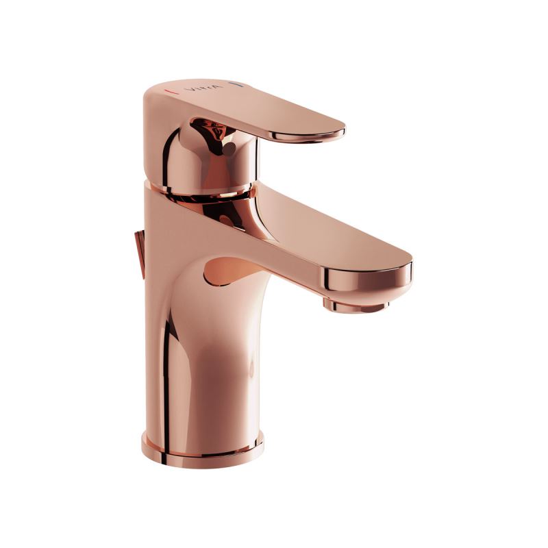 Root Round Basin Mixer with pop-up Copper, Compact basin mixer with pop-up, round