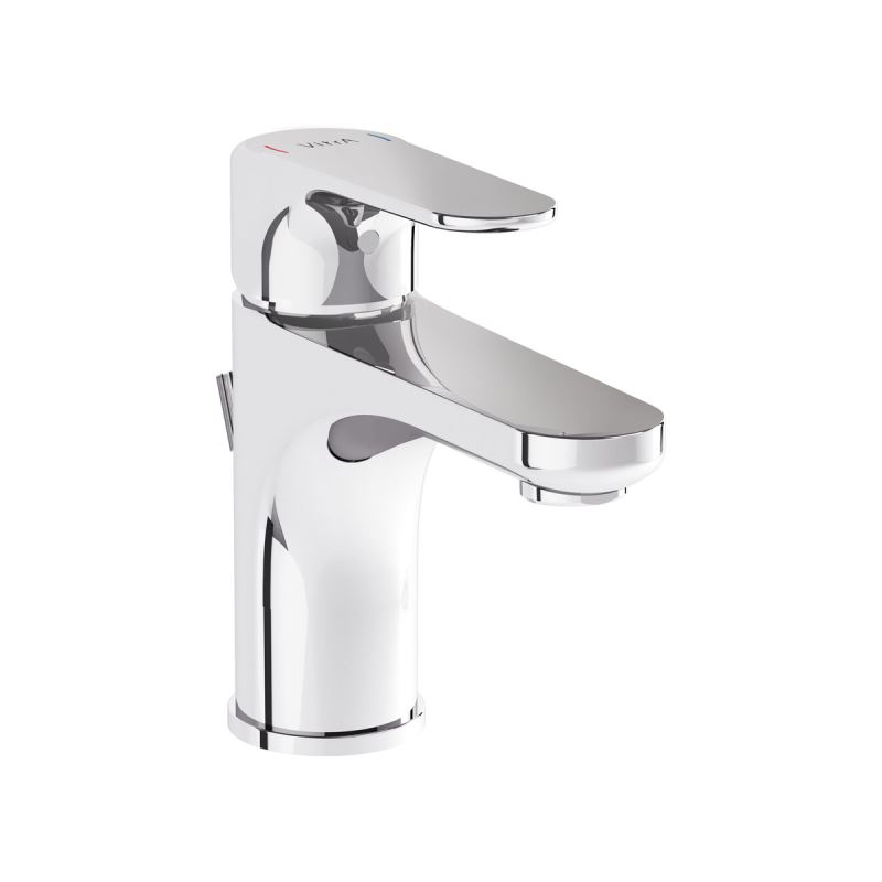 Root Round Basin Mixer with pop-up Chrome, Compact basin mixer with pop-up, round
