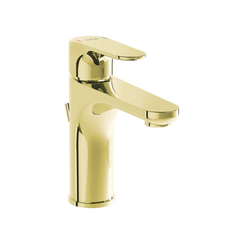 Root Round Basin Mixer Gold, Basin mixer with pop-up, round