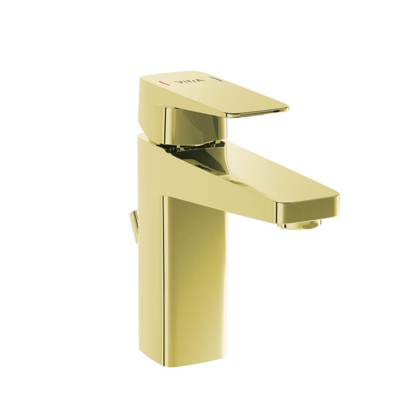 Root Square Basin Mixer with pop-up Gold, Basin mixer with pop-up, square