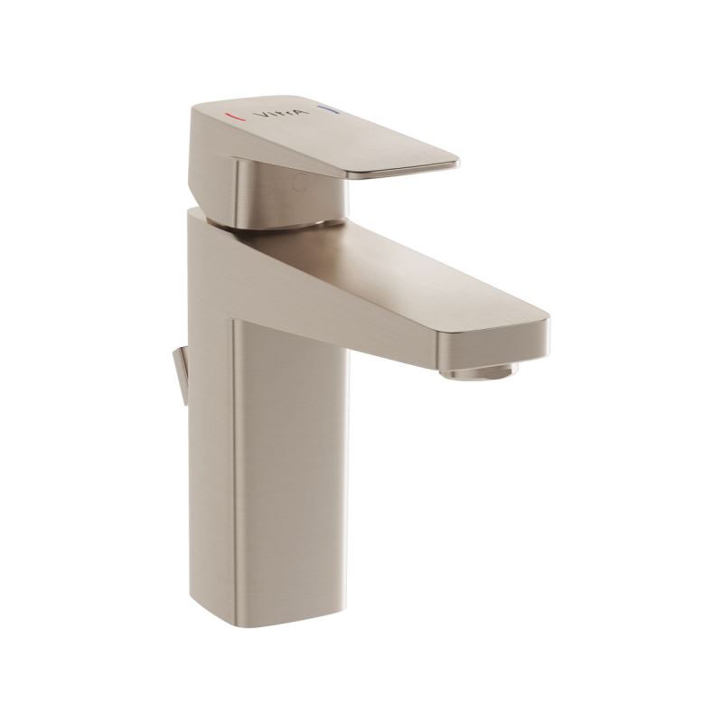 Root Square Basin Mixer with pop-up Brushed Nickel, Basin mixer with pop-up, square
