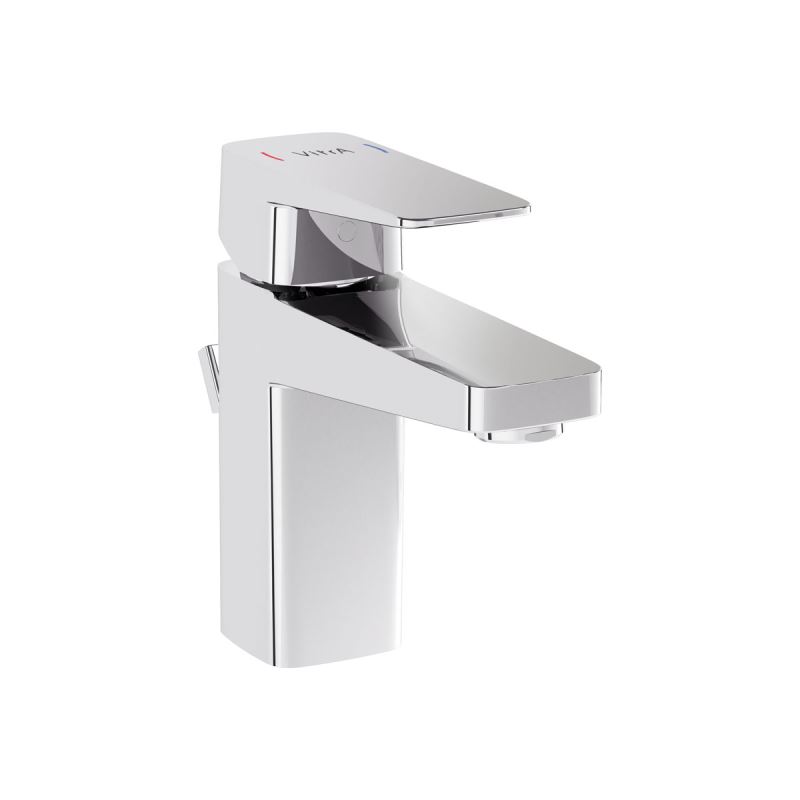 Root Square Basin Mixer Chrome, Compact basin mixer with pop-up, square