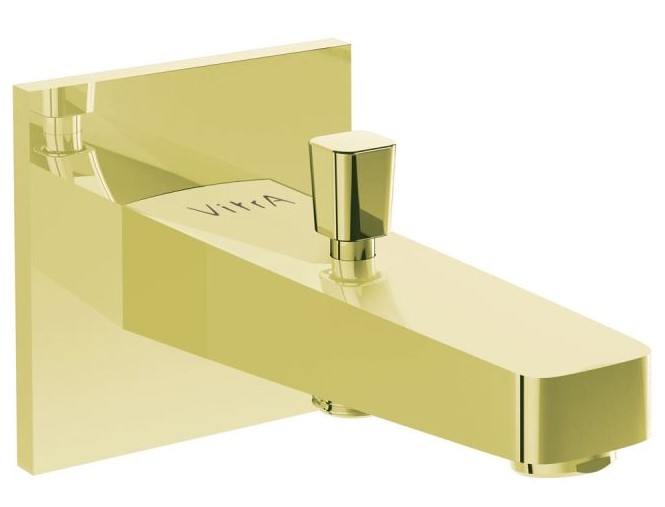 Root Square Spout Gold, Spout with hand shower outlet, square