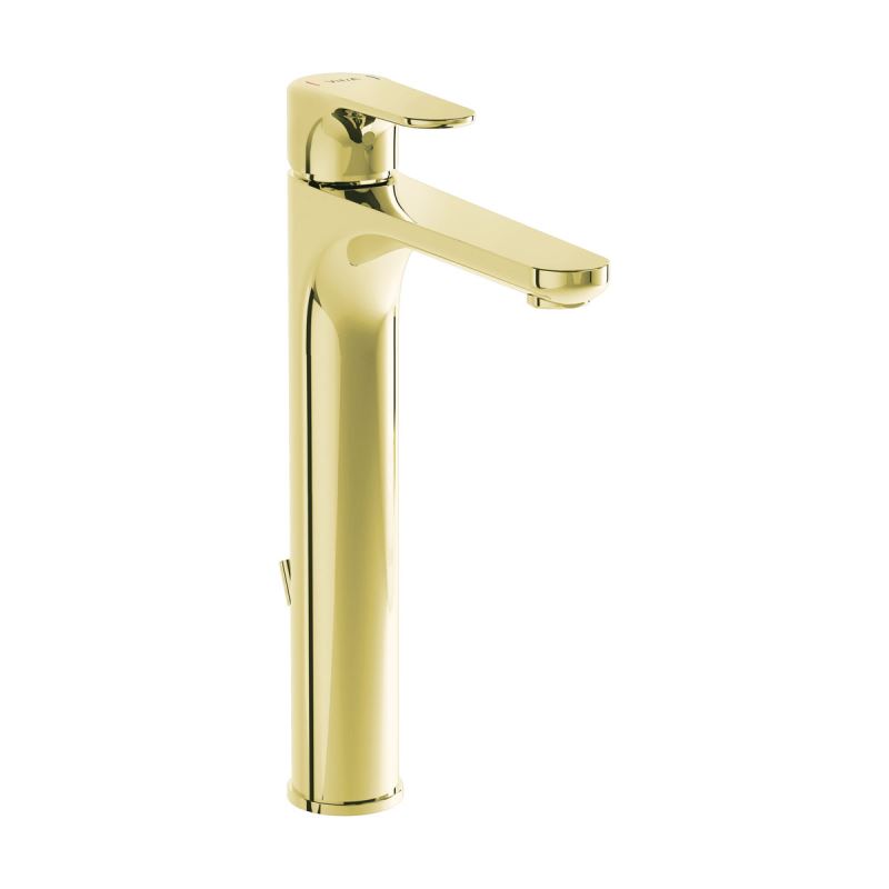 Root Round Basin Mixer with pop-up (for bowls) Gold, Tall basin mixer with pop-up, round