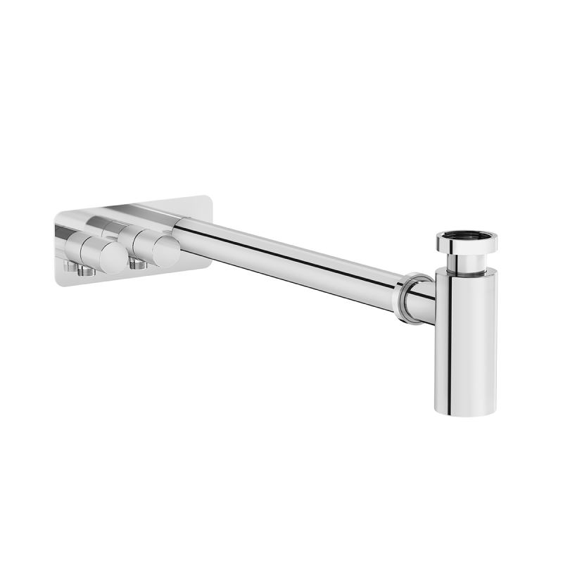 Universal Bottle Trap Chrome, for basins with isolation taps, asymmetric