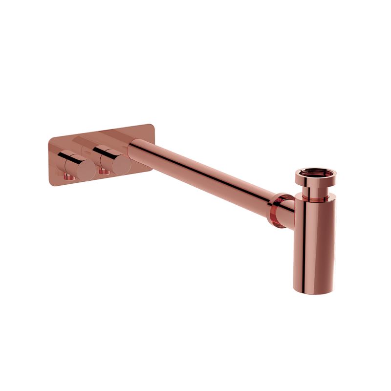 Universal Bottle Trap Copper, for basins with isolation taps, asymmetric