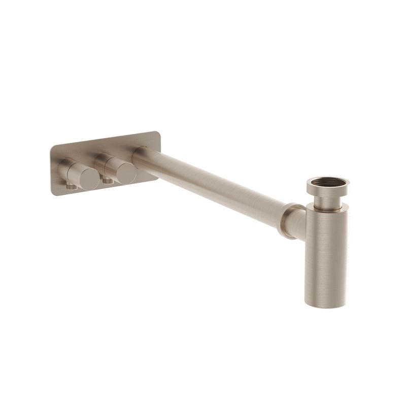 Universal Bottle Trap Brushed nickel, for basins with isolation taps, asymmetric