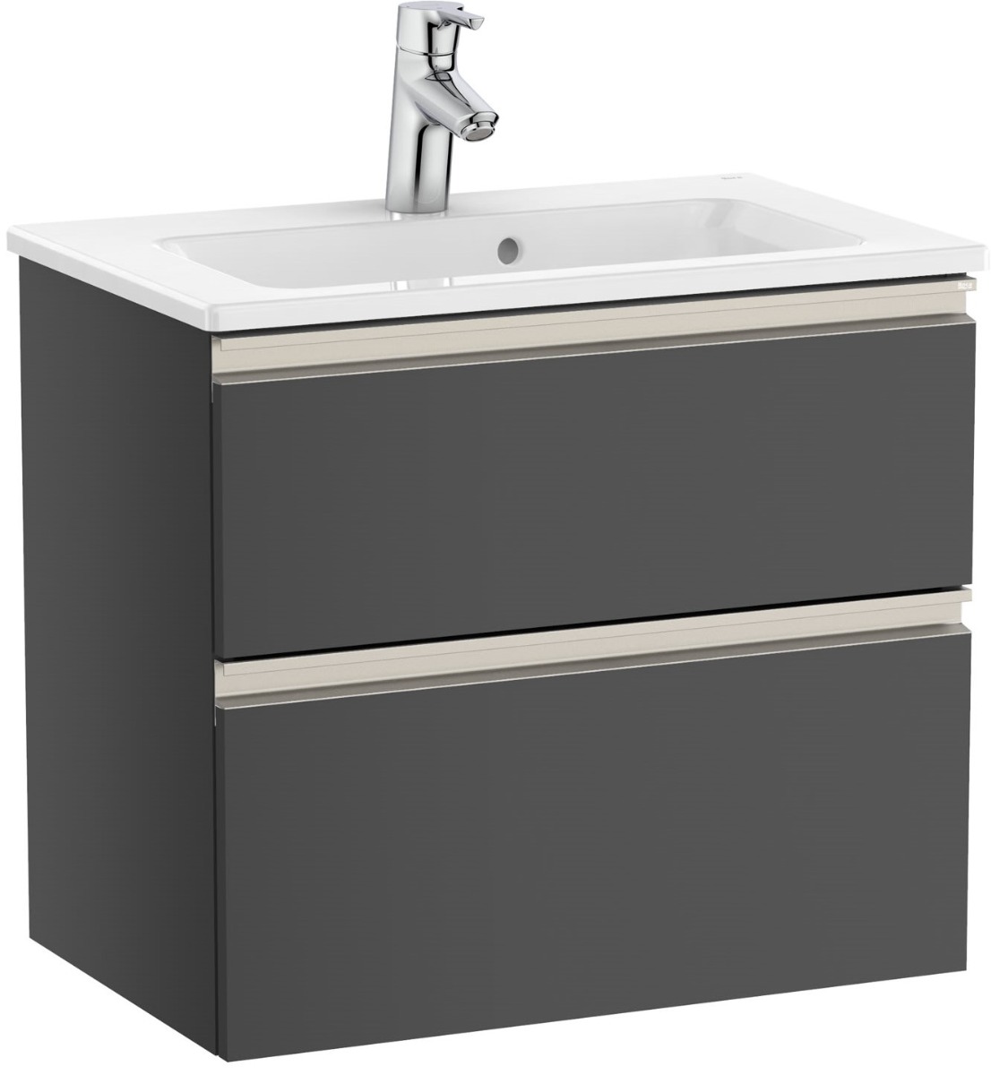 Unik (compact base unit with two drawers and basin)-153 - ANTHRACITE GREY