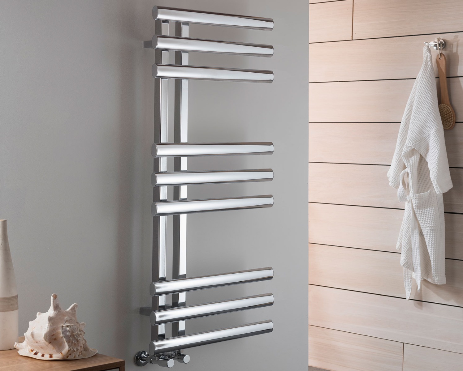 Contemporary Amie Towel Rail Heating Only - Chrome 1200x500