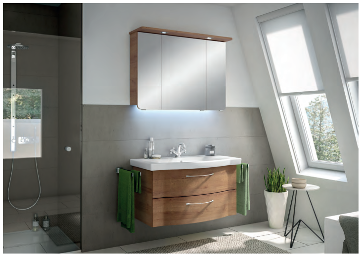Series 6005 Vanity Unit 850mm & Mirror Cabinet - Riviera oak