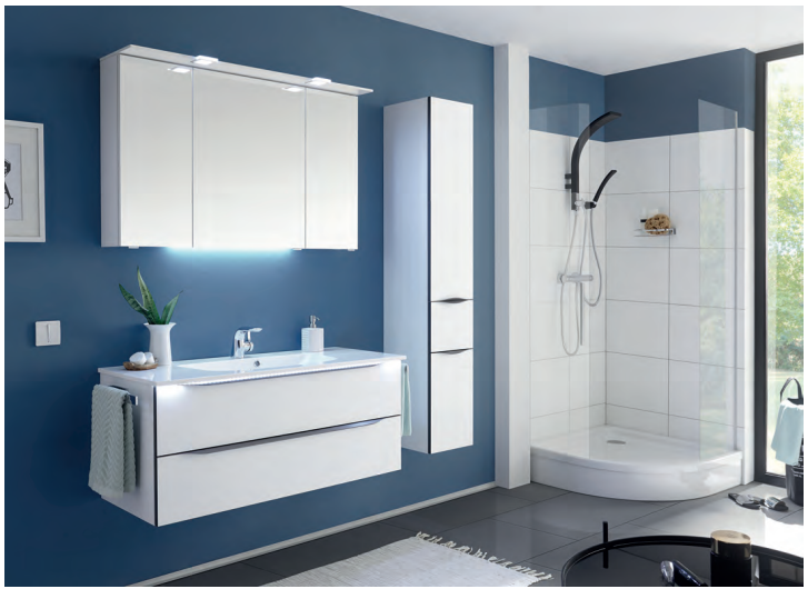 Series 6025 Vanity Unit 1200mm, Side unit & Mirror Cabinet - White matt