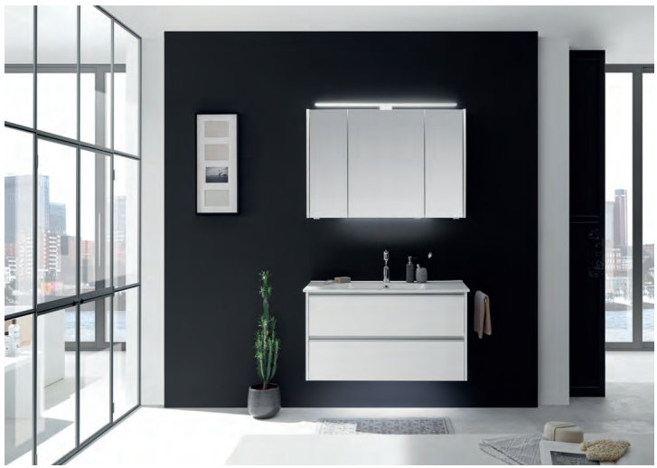 Series 6040 Vanity Unit 1000mm & Mirror cabinet - White matt