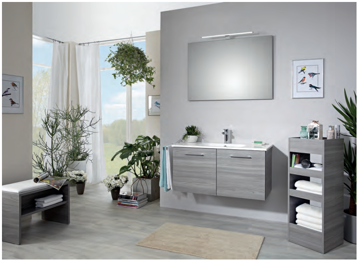 Series 6110 Vanity Unit 1100mm, Shelf & Mirror - Sangallo grey