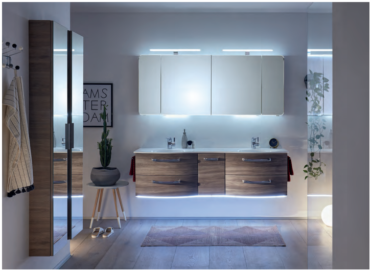 Series 7025 Double Vanity Unit 1730mm, Side unit & Mirror Cabinet - Sanremo Oak