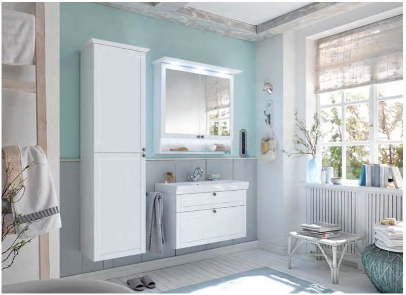 Series 9030 Vanity Unit 1050mm, Side units & Mirror Cabinet - White Matt