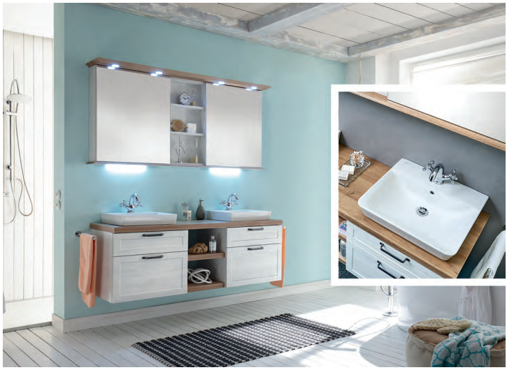 Series 9030 Vanity Unit 1600mm & Mirror Cabinet - Oak White