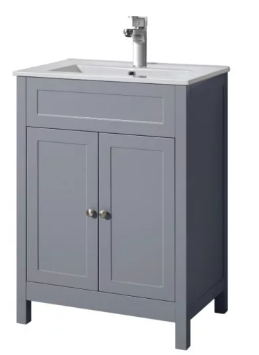 Capriccio Vanity unit & Ceramic Basin600mm Tailored Grey