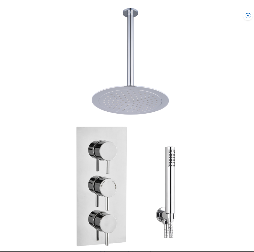 Echi Round Concealed Twin Ceiling Kit Chrome 
