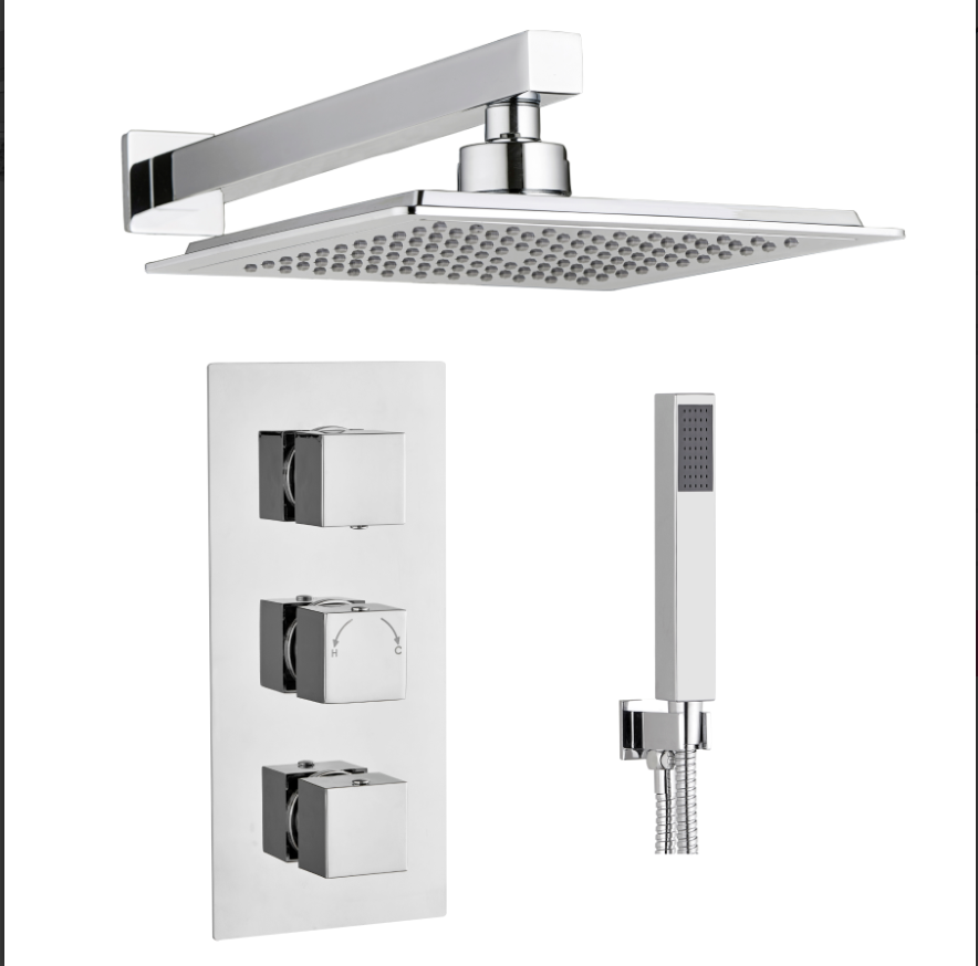 Echi Square Concealed Twin Wall Kit Chrome