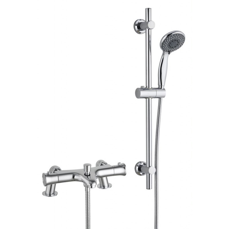 Amore Essentials Exposed Thermostatic Bath Shower Mixer Riser Kit Chrome
