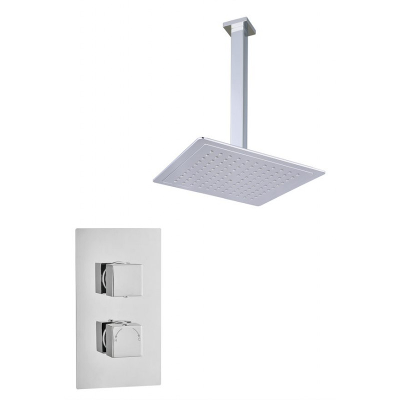 Bruma Square Concealed 2 Handle 1 Way Shower Set Ceiling Kit Chrome