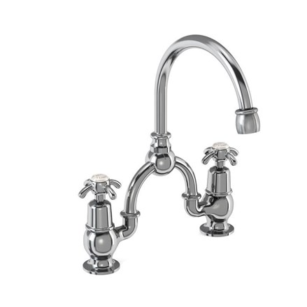 Anglesey 2 Tap Hole Arch Mixer with Curved Spout (200mm centres) AN27-Full turn with Medici accent