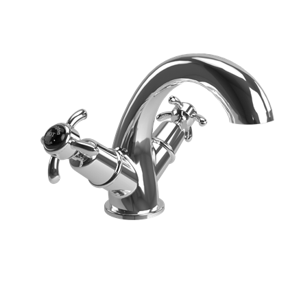 Anglesey Mono Basin Mixer AN45-QT-Quarter turn with Black accent in Chrome