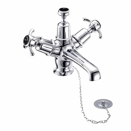Anglesey Basin Mixer with Plug & Chain Waste AN5-Quarter turn with Black accent