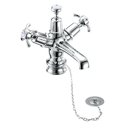 Anglesey Regent Basin Mixer with Plug & Chain Waste ANR5-with White accent