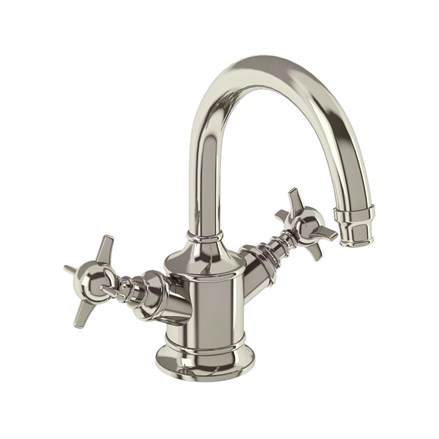 Arcade Dual Lever Basin Mixer without Pop-up Waste-Nickel with Crosshead handle 