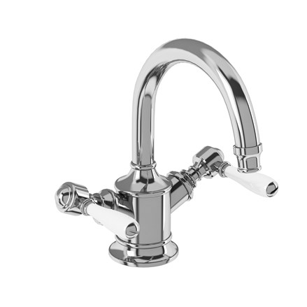 Arcade Dual Lever Basin Mixer without Pop-up Waste-Chrome with White lever 