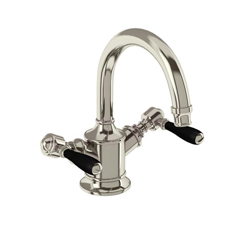 Arcade Dual Lever Basin Mixer without Pop-up Waste-Nickel with Black lever 