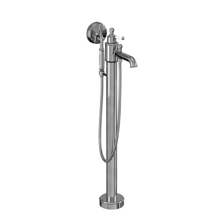 Arcade Single Lever Bath Shower Filler Floor Mounted inc. Floor Mounting Kit-Chrome with White lever 