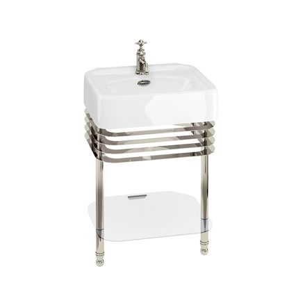 Arcade 600mm Basin with Overflow & Basin Stand- nickel