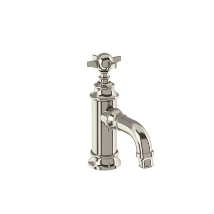 Arcade Mini Single Lever Basin Mixer without Pop-up Waste-Nickel with Crosshead handle
