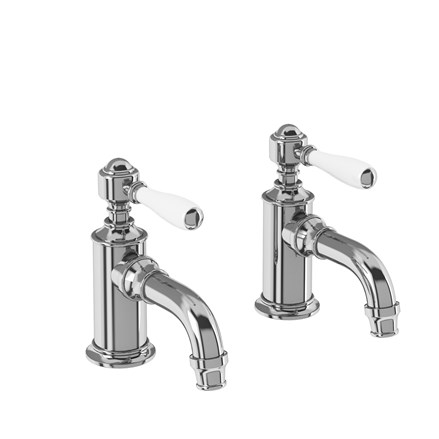 Arcade Cloakroom Basin Pillar Taps-Chrome with White lever 