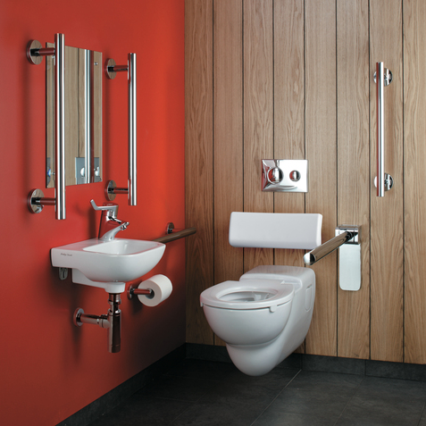 Edit Assist doc m pack inc rh basin and 75cm projection wall hung toilet bowl - chrome rails