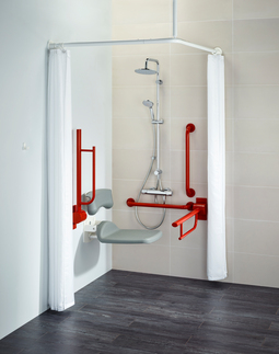 Contour 21 DOC M Unisex Shower pack with TMV3 exposed shower valve and dual shower kit with red rails