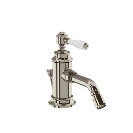 Arcade Single Lever Bidet Mixer with Pop-up Waste Nickel with White lever 