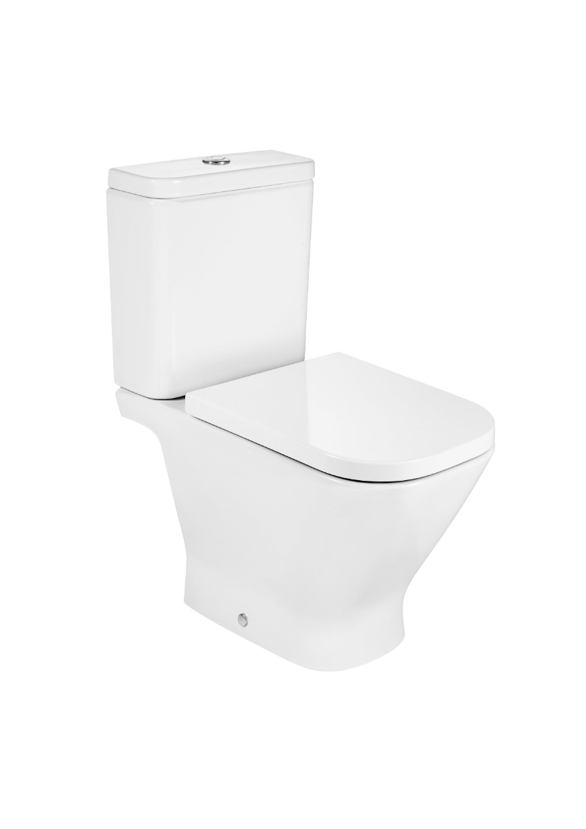 Vitreous china close-coupled WC with horizontal outlet